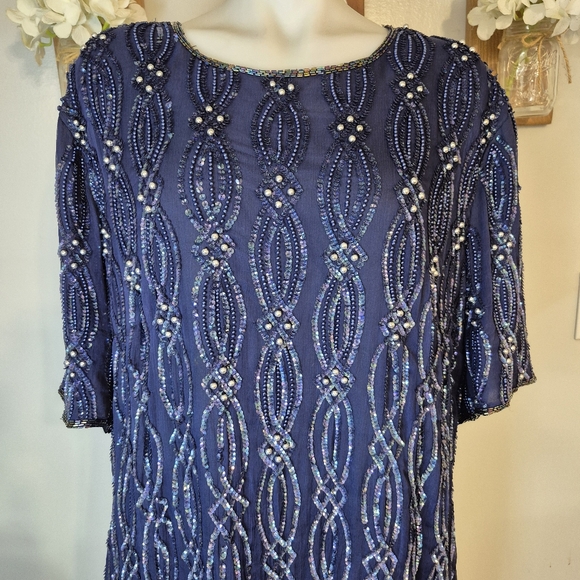 Sténay Beaded Sequin Keyhole Back Silk Dress - Picture 2 of 14
